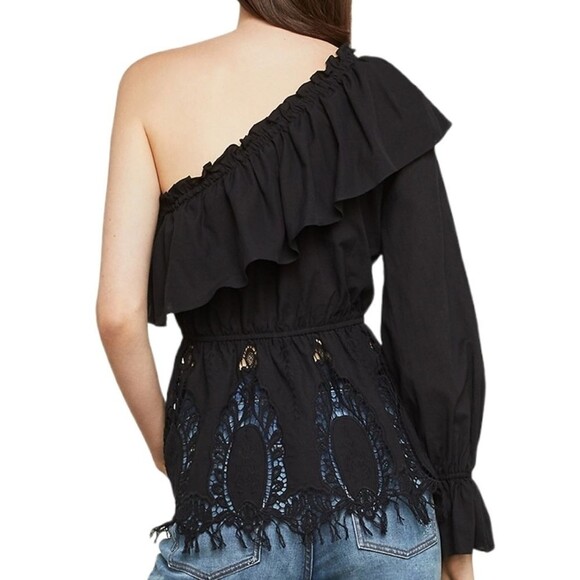 BCBGMAXAZRIA Embroidered 1 shoulder blouse Size XSMALL - Picture 2 of 12
